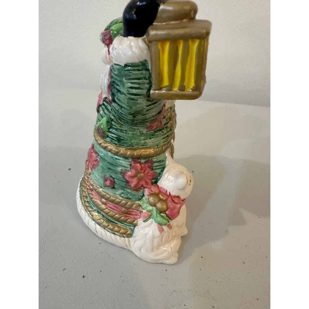 Vintage Ceramic Santa Claus Salt and Pepper Shakers Green Floral with Cats